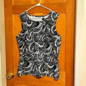 liz claiborne 2X sleeveless black & white top